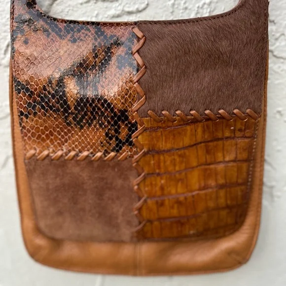 Fossil Genuine Leather Patchwork Bag Purse Small - Picture 1 of 5